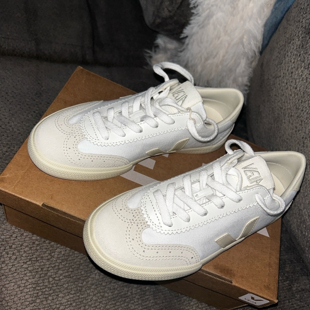 Veja Women's White Sneakers with Cream Accents